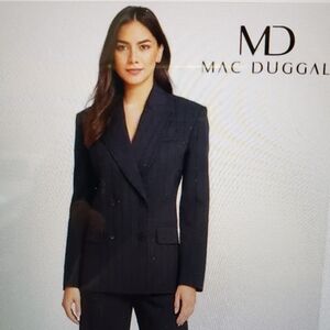 Mac Duggal NEW Double Breasted Navy Embellished Jacket Blazer Size XL #81160